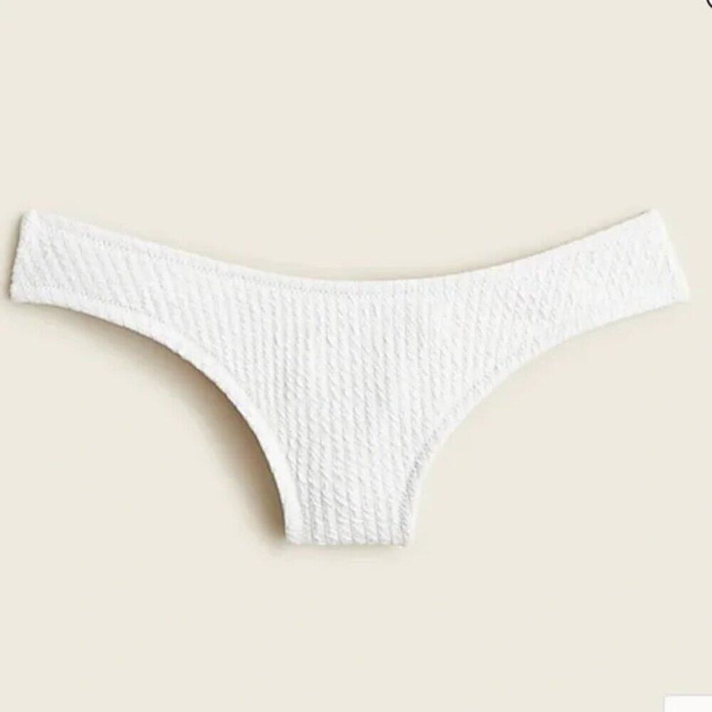 J. Crew Textured Curved Waist Bikini Bottom in White Size XL NWT